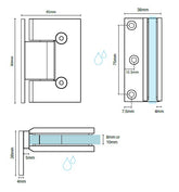Zurich offset wall to glass hinge SQUARE EDGE - Satin Chrome